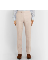 Kingsman Beige Slim Fit Linen Suit Trousers