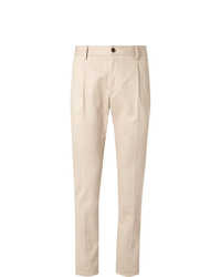 Tod's Beige Slim Fit Tapered Solaro Cotton Blend Suit Trousers