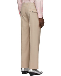 Ernest W. Baker Beige Wool Pleated Straight Leg Trousers