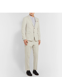 Hugo Boss Cream Paco Cropped Slim Fit Twill Trousers