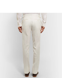 Tom Ford Cream Slim Fit Cotton Twill Suit Trousers