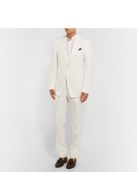 Tom Ford Cream Slim Fit Cotton Twill Suit Trousers