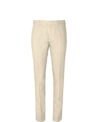 Boglioli Cream Slim Fit Linen Suit Trousers
