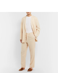Auralee Cream Tapered Wool Twill Suit Trousers