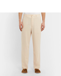 Auralee Cream Tapered Wool Twill Suit Trousers