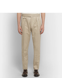 Zanella Normon Tapered Pleated Cotton And Linen Blend Trousers