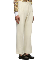 Casablanca Off White Merino Wool Pleated Trousers
