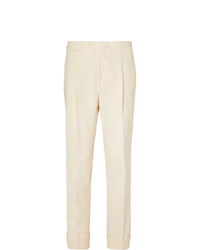 Saman Amel Tapered Pleated Cotton Blend Twill Trousers