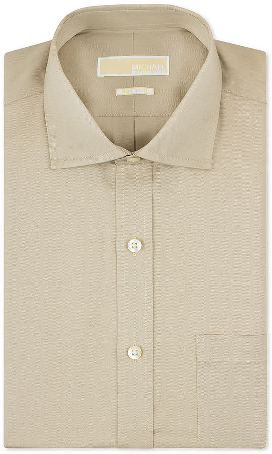 MICHAEL Michael Kors Michl Michl Kors Non Iron Beige Solid Dress Shirt ...