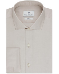Ryan Seacrest Distinction Non Iron Slim Fit Beige Solid French Cuff Shirt