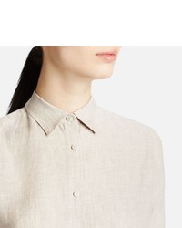 Uniqlo Premium Linen Long Sleeve Button Front Shirt