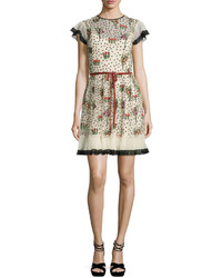 RED Valentino Blooming Garden Short Sleeve Tulle Dress