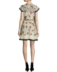 RED Valentino Blooming Garden Short Sleeve Tulle Dress