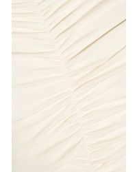 The Row Hali Off The Shoulder Ruched Stretch Crepe Dress Cream