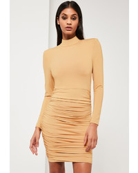 Missguided Nude Ruched Mini Dress