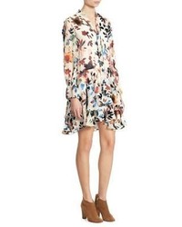 Alice + Olivia Moore Devore Tiered Bell Sleeves Tunic Dress