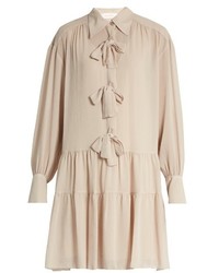 See by Chloe See By Chlo Bow Front Crinkled Georgette Dress