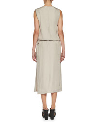 Tom Ford Sleeveless Drawstring Side Zip Dress Neutral