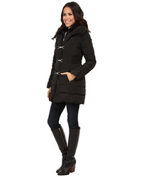 Jessica Simpson Long Clip Toggle Down Coat With Bib And Knit Collar