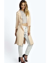 Boohoo Tina Textured Split Side Belted Duster