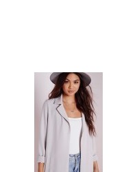 Missguided Long Sleeve Maxi Duster Coat Grey
