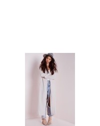 Missguided Long Sleeve Maxi Duster Coat Grey