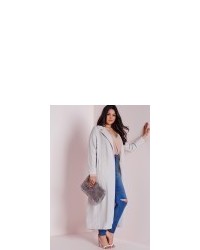 Missguided Plus Size Long Sleeve Duster Coat Grey
