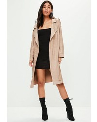 Missguided Nude Suedette Duster Coat