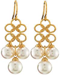 Majorica 18k Vermeil White Pearl Chain Link Earrings