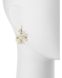 Ashley Pittman Arba Studded Light Horn Maltese Cross Drop Earrings