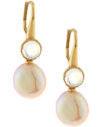 Assael Assl 18k Baroque Pink Freshwater Pearl Moonstone Drop Earrings