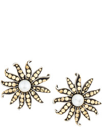 John Hardy Ayu Sunflower Pearl Button Earrings Medium
