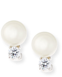 FANTASIA By Deserio 10mm Pearly Bead Crystal Stud Earrings