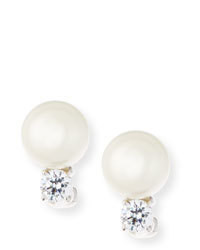 FANTASIA By Deserio 10mm Pearly Bead Crystal Stud Earrings