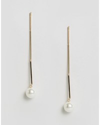 Asos Faux Pearl Long Strand Earrings