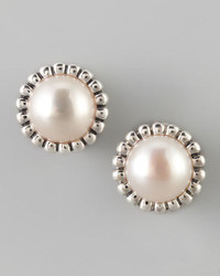 Lagos Fluted Pearl Stud Earrings 12mm