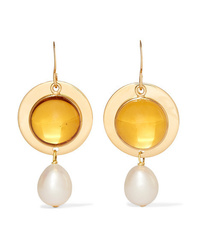 Loulou de la Falaise Gold Plated Glass And Pearl Earrings
