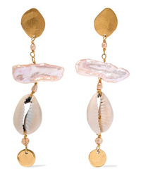 Chan Luu Gold Plated Pearl Shell And Citrine Earrings