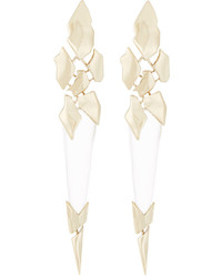 Alexis Bittar Golden Fractured Spear Clip Drop Earrings