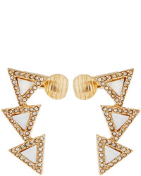 Lydell NYC Golden Iridescent Crystal Triangle Crawler Earrings