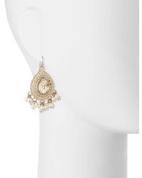 Lydell NYC Golden Simulated Abalone Pearl Teardrop Earrings