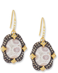 Armenta Old World Crivelli Drop Earrings With Fossil Coral Mixed Diamonds