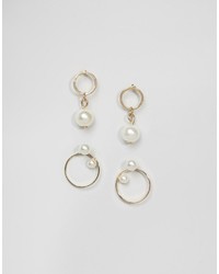 Asos Pack Of 2 Faux Pearl Circle Stud Earrings