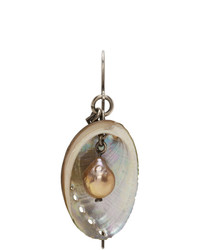 Ann Demeulemeester Silver Seashell And Pearl Single Earring