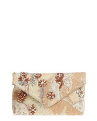 Dries Van Noten Crystal Embellished Brocade Envelope Clutch