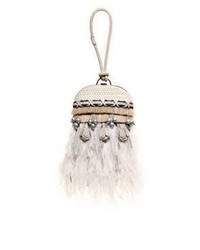 Tory Burch Feather Embellished Dome Clutch