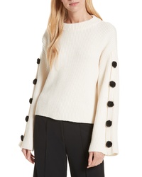 Milly Faux Fur Button Wool Sweater