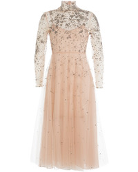 Valentino Embellished Dress With Tulle Overlay