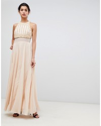 ASOS DESIGN Asos Crop Top Maxi Dress With Pearl Embellisht