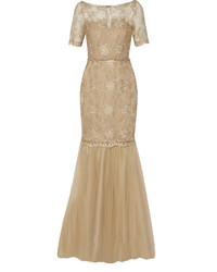 Badgley Mischka Embellished Tulle Gown